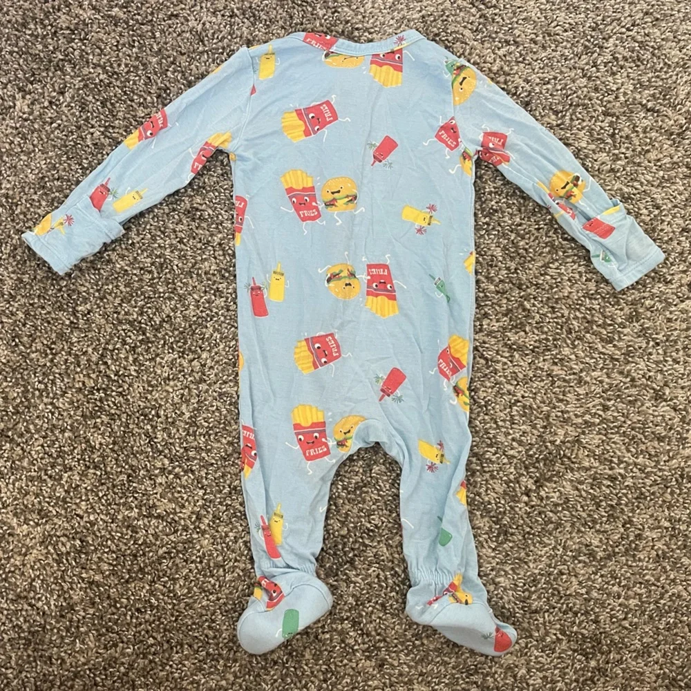 Angel Dear Hamburger & Fries Ketchup Mustard Bamboo Pajamas Size 0-3 Months